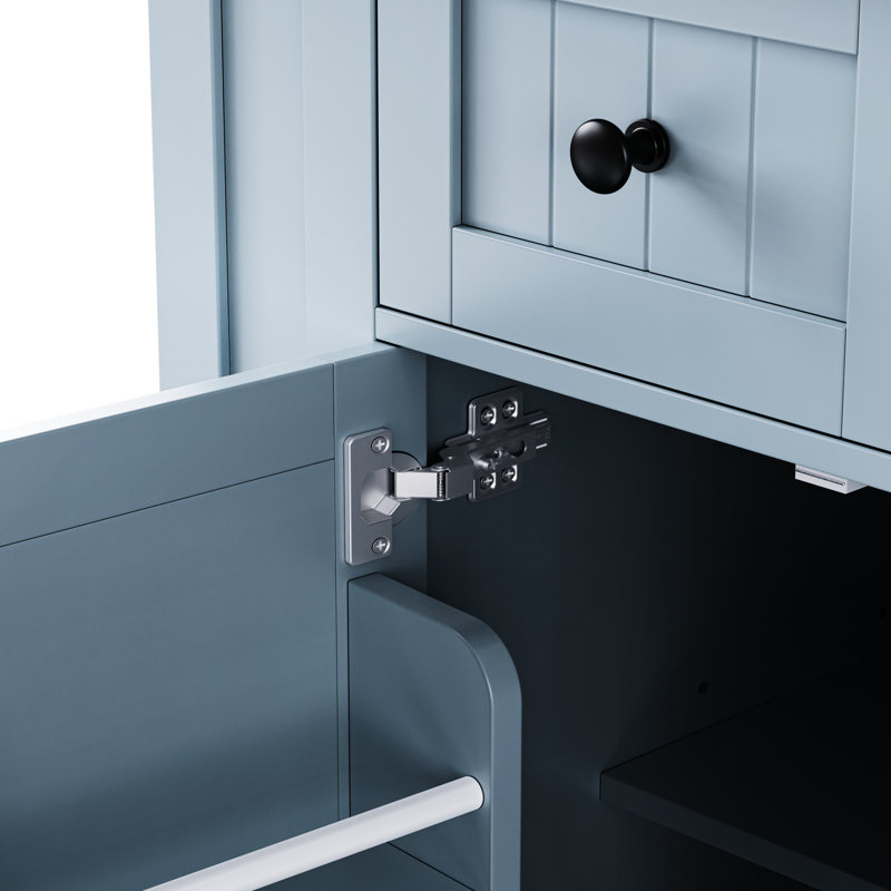 Rolling Kitchen Island In Blue - 53Inch With Internal Storage Options, Adjustable Drop Leaf, And Power Cart Charging Ports For Organization