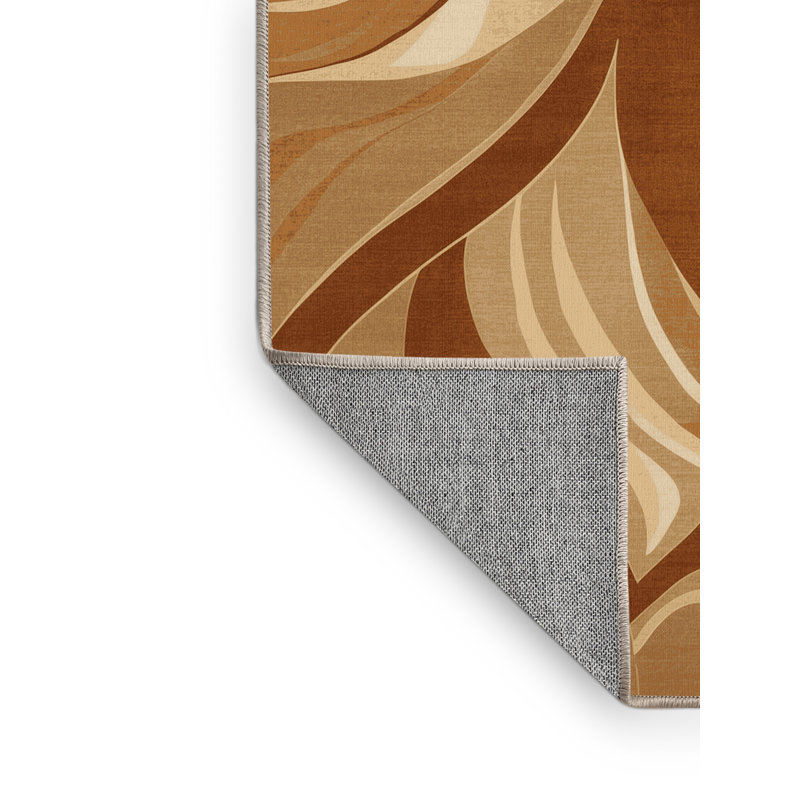 Tapis traditionnel brun / beige lavable à la machine Brooksville, 7x9