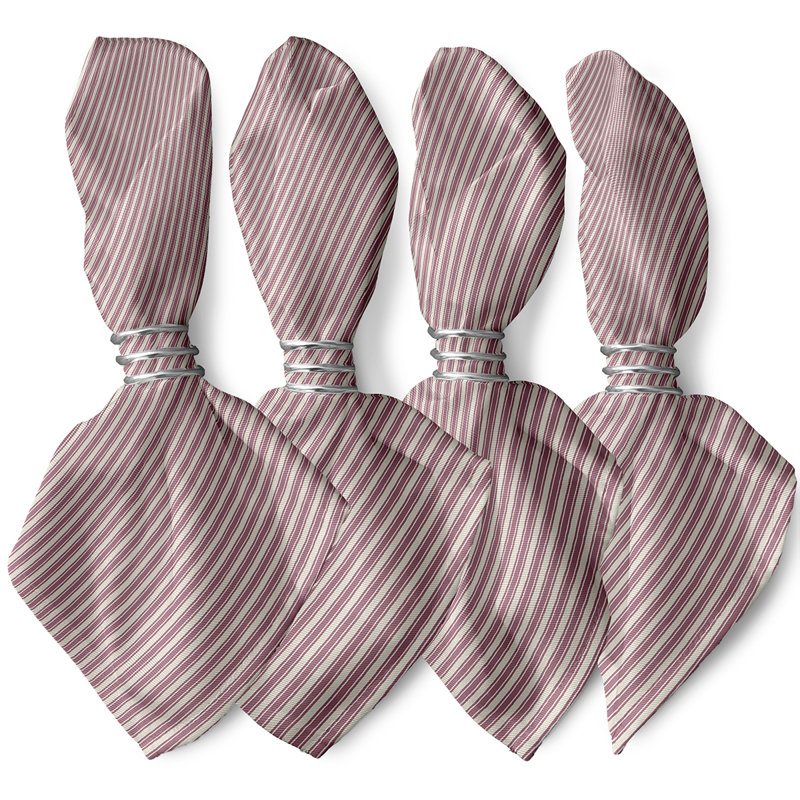 Joao Ticking Stripe Napkins, Purple