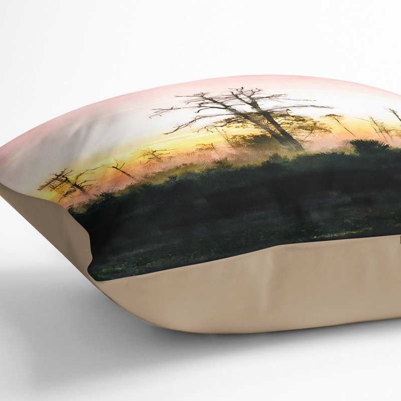 Fog over Woodland Cushion with Filling, 55cm H x 55cm W x 20cm D, Stone