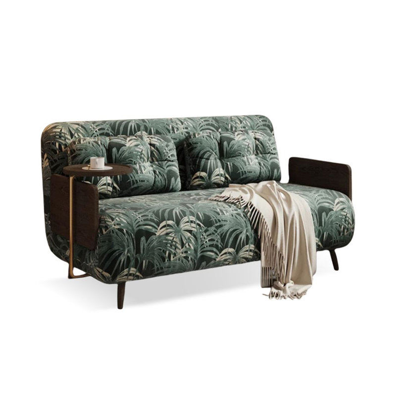Coussin convertible 59,06 po en mélange de lin vert, 32.28"H x 59.06"L x 31.50"W
