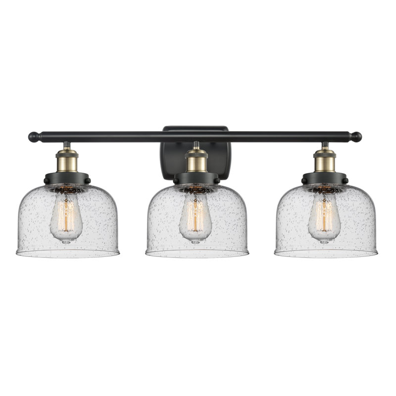 Éclairage pour salle de bain à 3 lumières 28 po Ballston Urban Bell, Blanc mat, Incandescent, Laiton antique noir