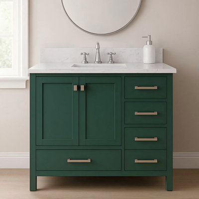 42 In. W X 22 In. D Single Sink Bath Vanity With Engineered Top