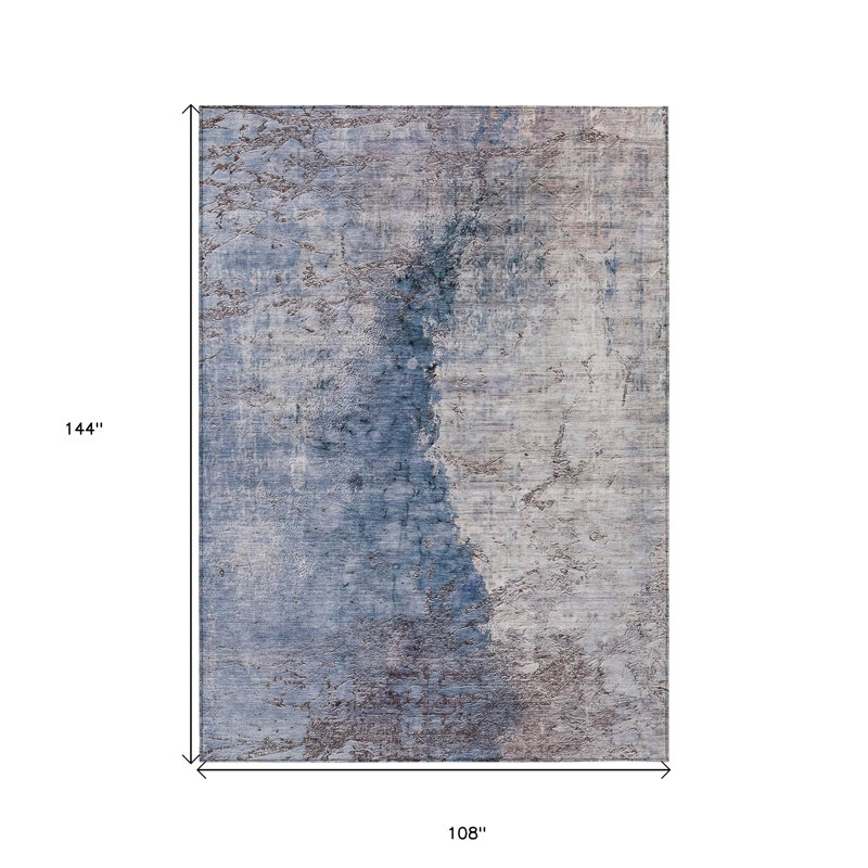 Tapis extérieur lavable abstrait bleu marine et gris 9 pi x 12 pi