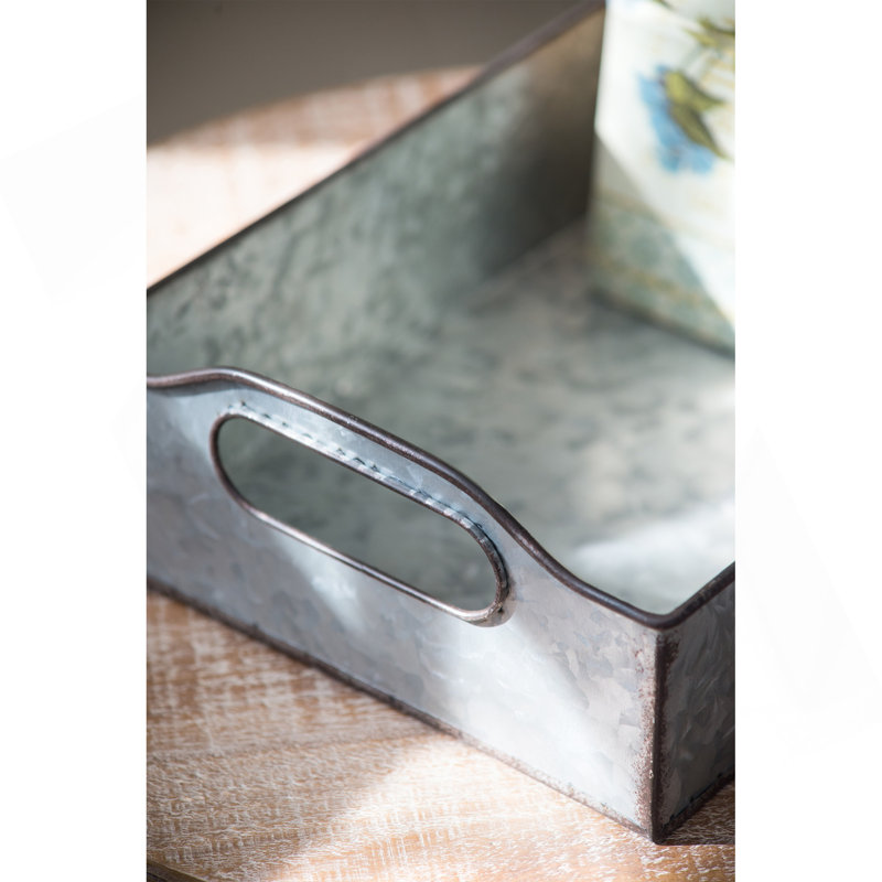S / 3 plateaux gigognes décoratifs gris galvanisé