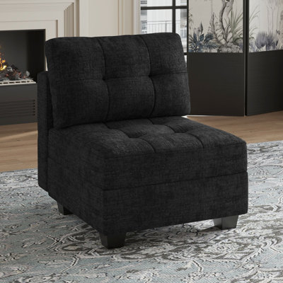 Fauteuil de rangement modulaire simple en lin et velours Soneson