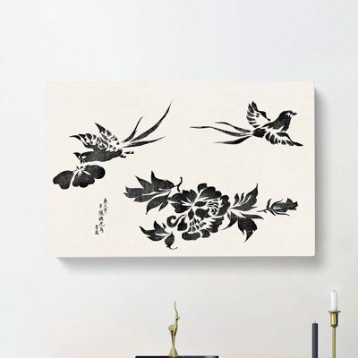 Pheasants & Flowers by Taguchi Tomoki - Wrapped Canvas