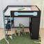 Lit mezzanine double avec bureau, garde-robe ouverte, éclairage RVB, station de charge et tablettes-1488677234
