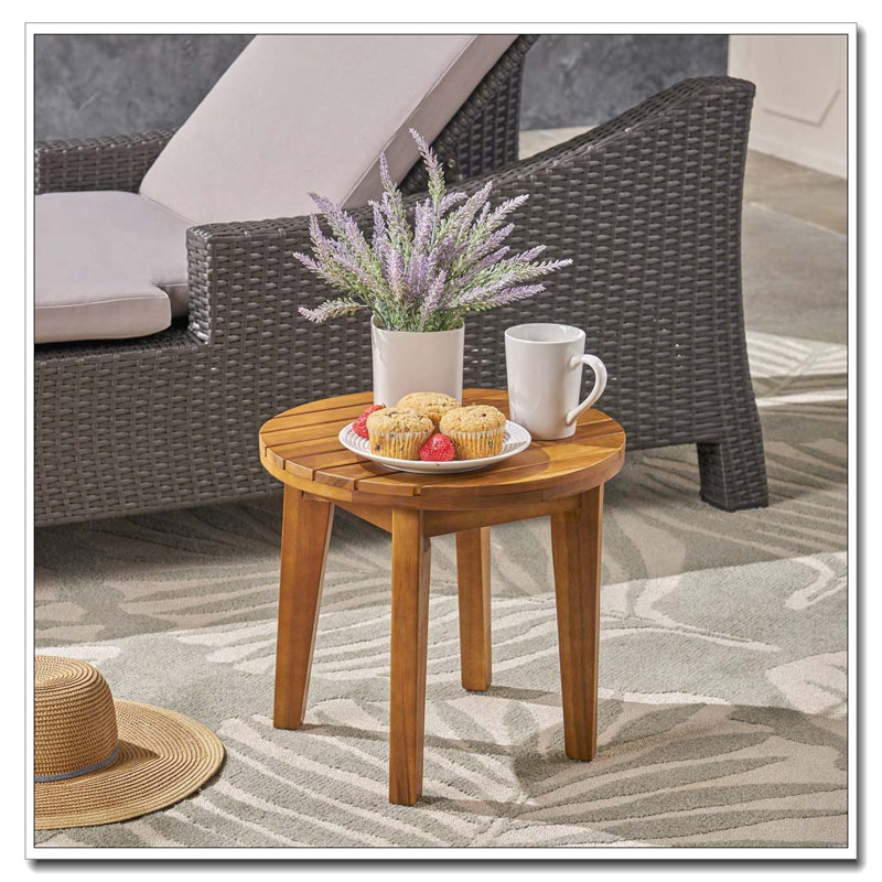 16" Acacia Wood Side Table, Teak