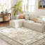 Tapis d'intérieur Boho, tapis bleu foncé lavable à la machine, molleton berbère moelleux, à poils courts 5 x 7, antidérapant, motif abstrait