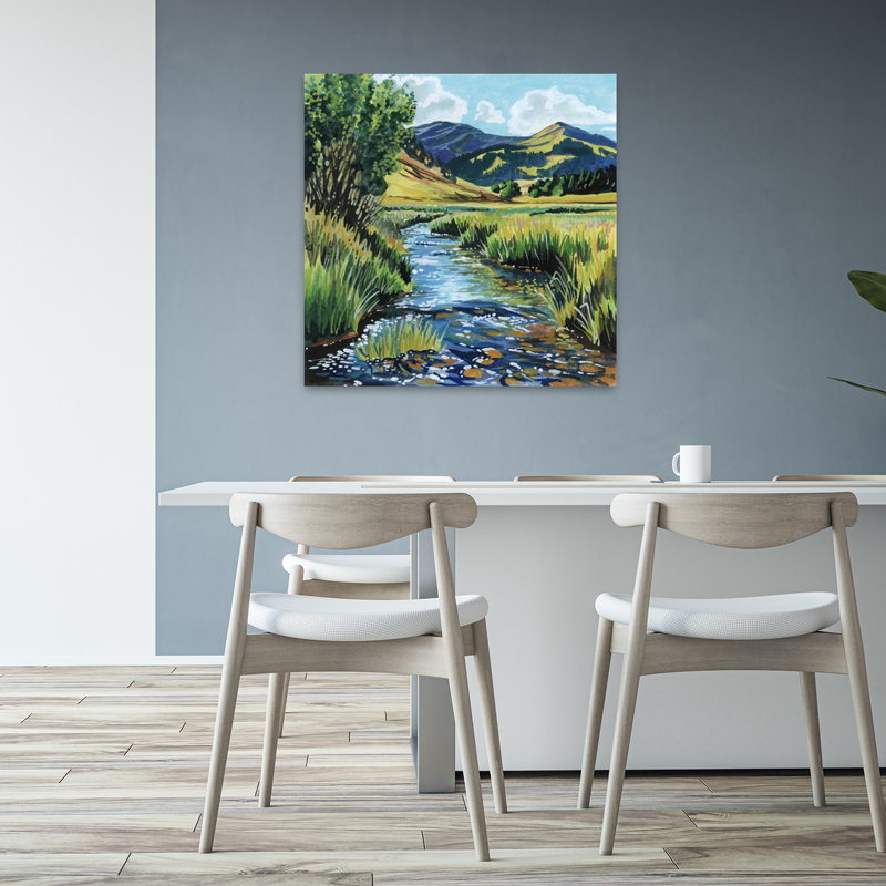 Open Mountain Stream Contemporary Art, 32" H x 32" W