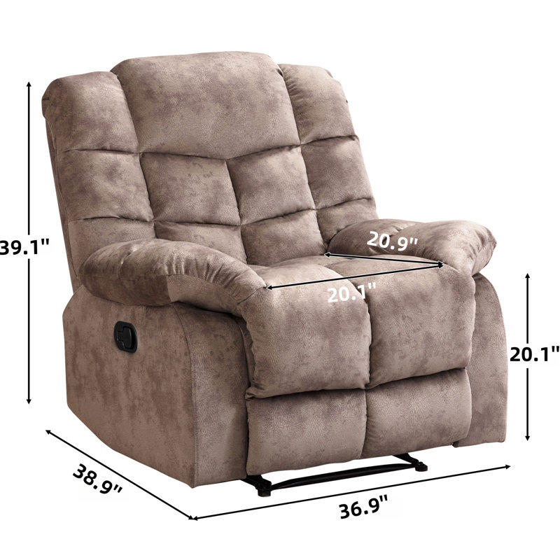 Preana 36.9'' Wide Modern and Soft Manual Upholstered Recliner, Light Brown Microfiber / Microsuede