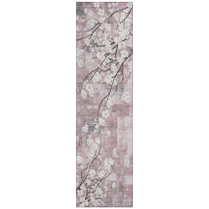 Machine Washable Indoor/Outdoor Brenden ACN2248 Floral Rug, Runner 2'3" x 7'6"