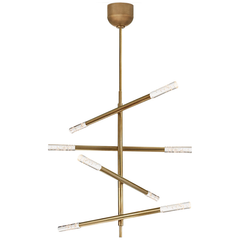 Kelly Wearstler Rousseau Large Articulating Chandelier, 33.5" H x 32" W x 3" D, Seeded Glass, Polished Nickel