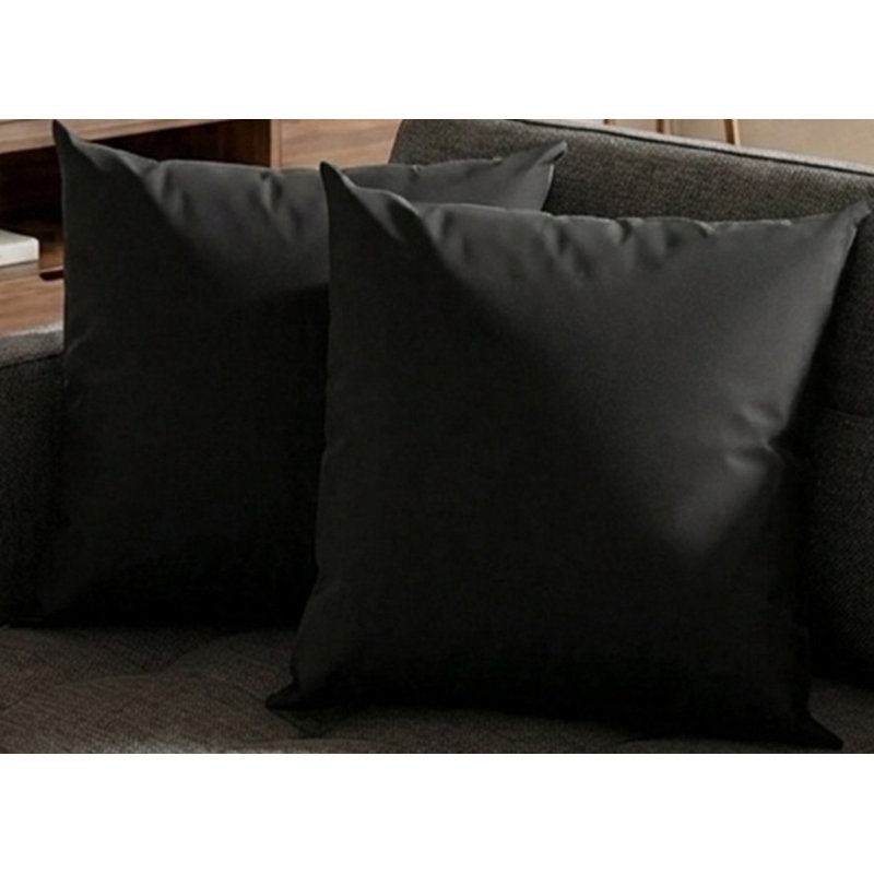 Housses de coussin décoratives faites à la main de 16 po x 16 po, Noir