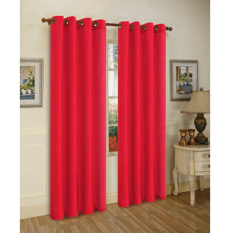 Ensemble de rideaux semi-transparents avec œillets Mira, Rouge