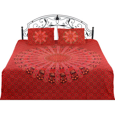 Jaipur Elephant & Floral Print Cotton Bedspread | Lightweight Bohemian Coverlet & Tapestry