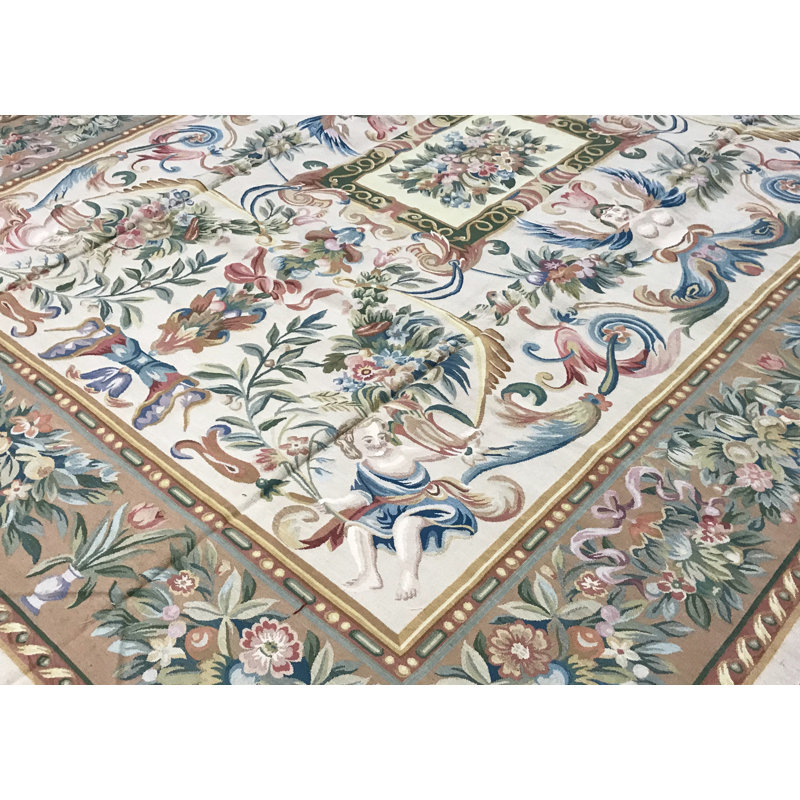 Hand-Knotted High-Quality Ivory and Beige Area Rug
