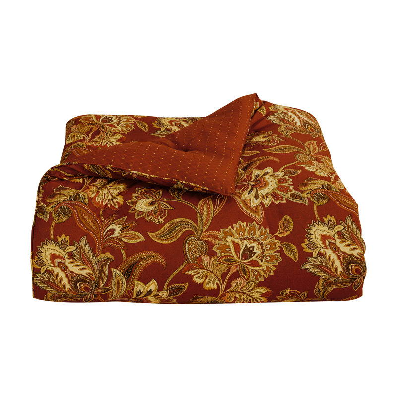 Montecito Red and Gold Jacobean King Comforter Set
