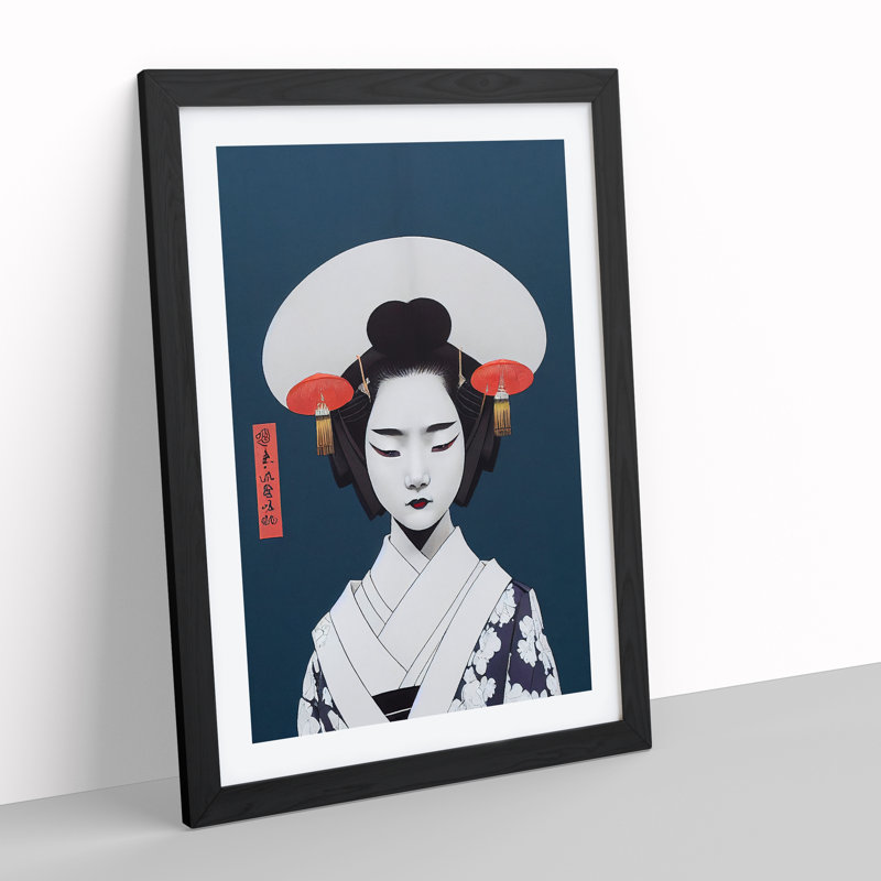 Brilliant Geisha - Single Picture Frame Print, 64cm H x 46cm W x 2cm D, Black