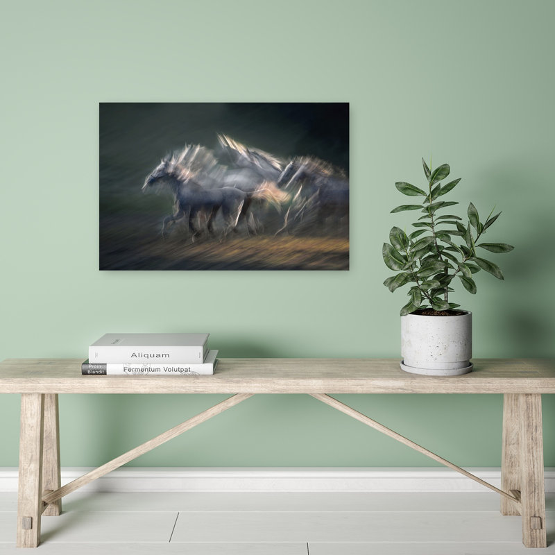 Mouvement dynamique dynamique, art contemporain abstrait cheval, 16" H x 24" W