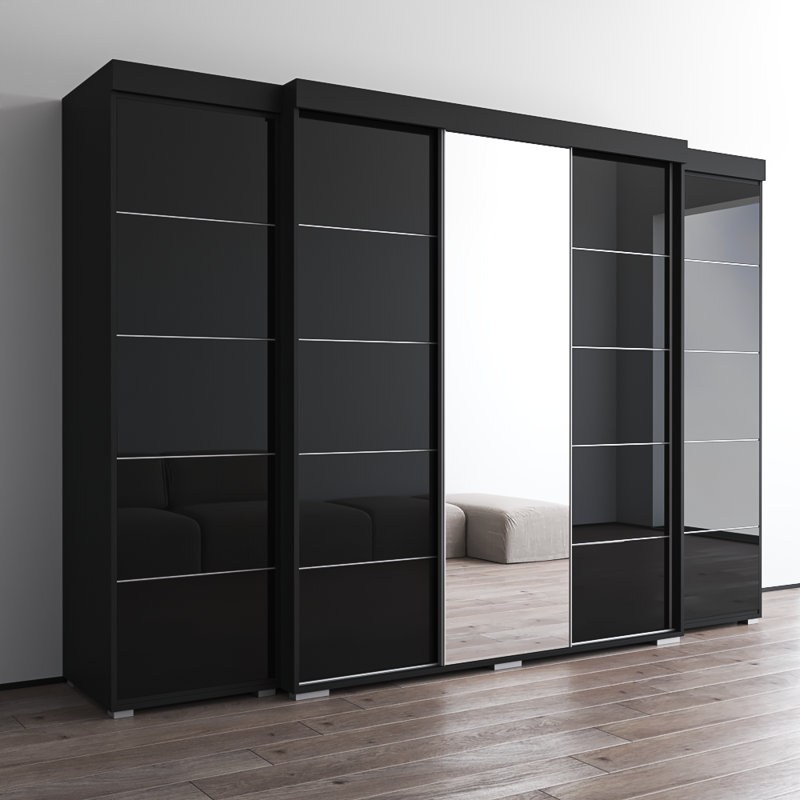 Armoire 117,3 "avec 1 miroir Aria, Noir
