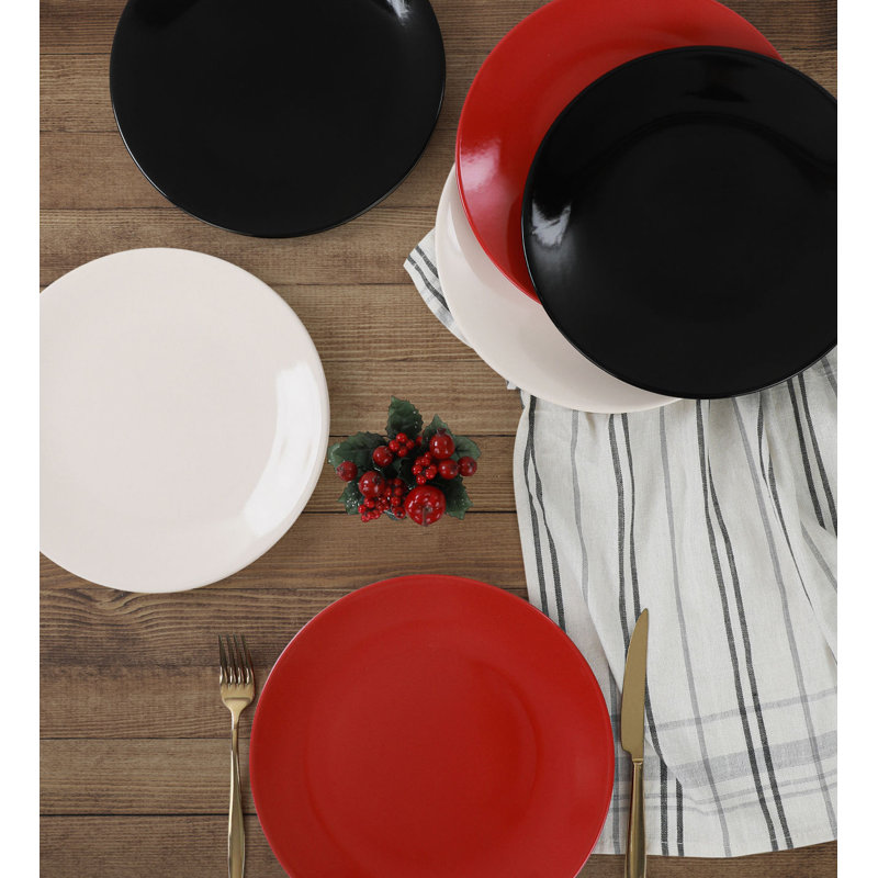 Ensemble d'assiettes de service de qualité supérieure (6 pièces), 100% céramique, 9,8 x 9,8 x 1,5 pouces | Antibactérien, résistant aux chocs thermiques, facile à nettoyer, va au lave-vaisselle et au micro-ondes | Parfait pour les repas et les réceptions élégants