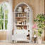 High Arched Multifunctional Cabinet With 2 Large Drawers And Adjustable Shelves, White