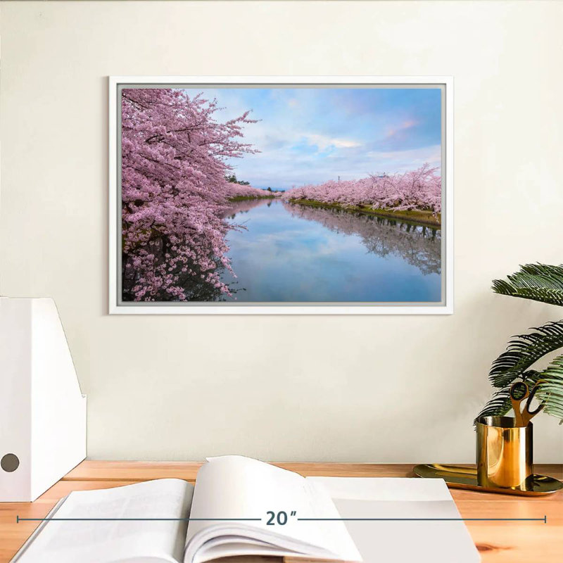 Fleur de cerisier en pleine floraison, Cadre flottant blanc, 13 po x 9 po