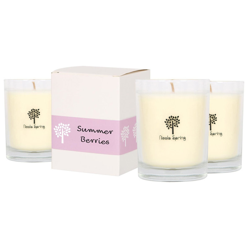 Nicola Spring 160g Summer Berries Soy Wax Candles - Pack of 3 Jars