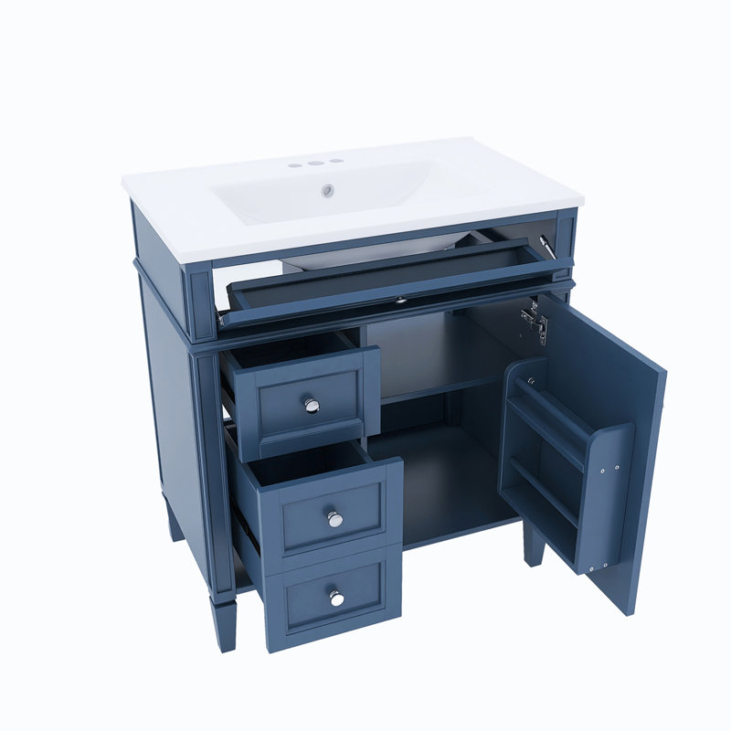 30 po Ensemble de meuble-lavabo autoportant avec comptoir en céramique