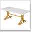 Bureau de direction moderne de 63 pouces avec plateau en faux marbre et pieds dorés élégants, parfait pour le bureau à domicile et les postes de travail