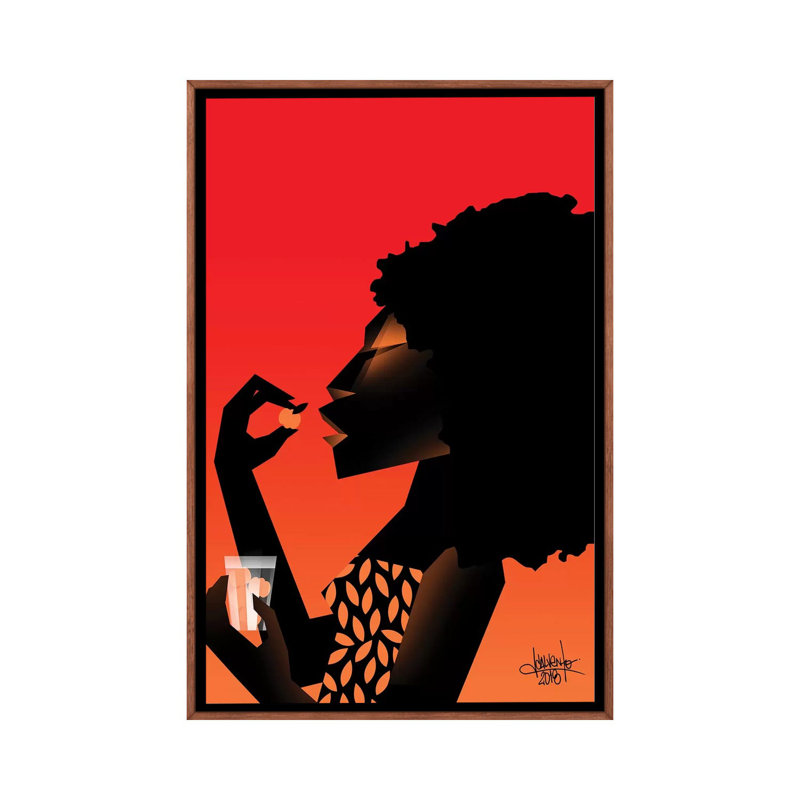 Dry V by VCalvento - Print on Canvas, 152.5 cm H x 101.5 cm W, Classic Brown Wood Framed