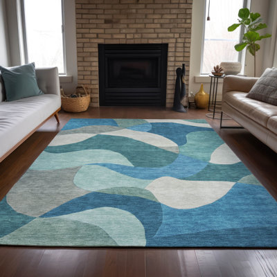 Tapis abstrait intérieur / extérieur lavable à la machine Jocelyn ACN2141