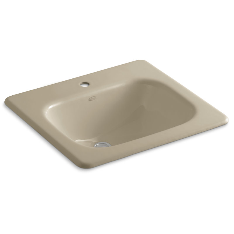 Tahoe Metal Rectangular Drop-In Bathroom Sink with Overflow, Mexican Sand, Single