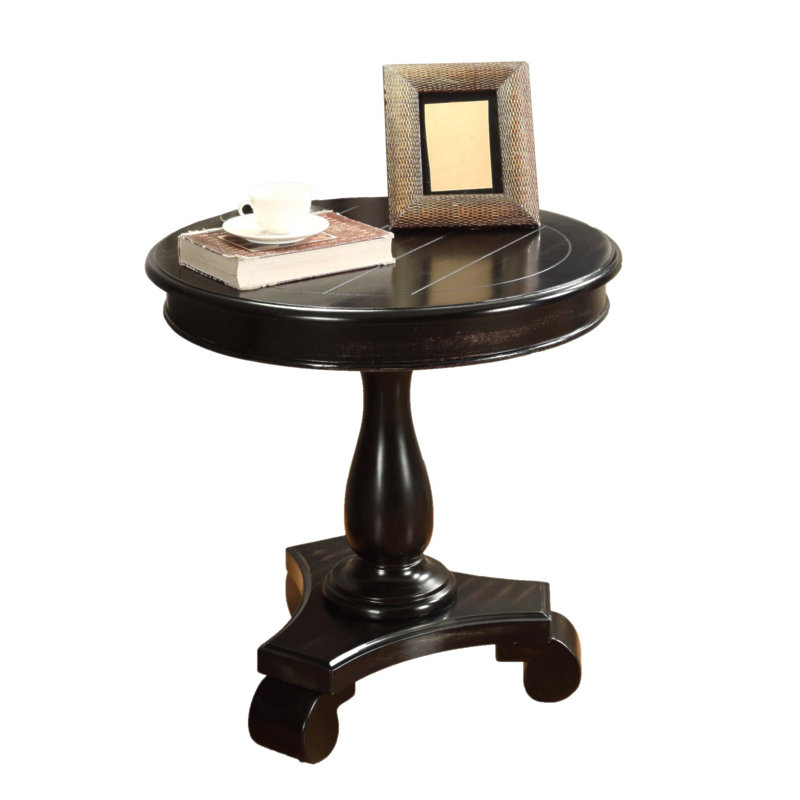 Table d'appoint ronde en bois Rene, Noir