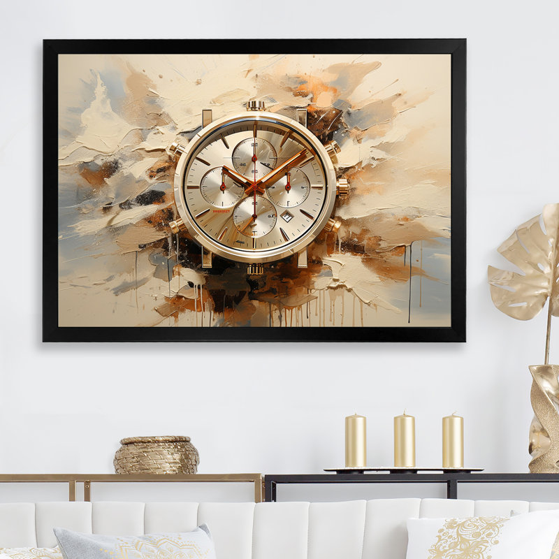Minimalisme, montre de luxe III sur toile, Cadre simple noir, H 16 po x l 32 po x P 1 po