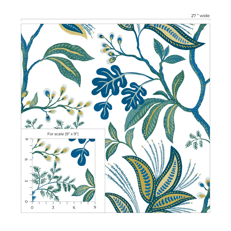 Rouleau de fleurs Addiston, Bleu / vert / or / blanc