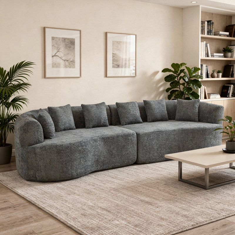 Canapé à compression modulaire Boneless, Gris, Chenille