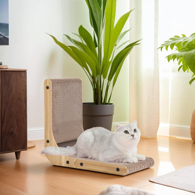 Small Cat Scratcher, L Shaped Cat Scratch, Wall Mounted Cat Scratching Board, Cat Cardboard Scratcher, Vertical Cat Scratch Ramp For Indoor Cat