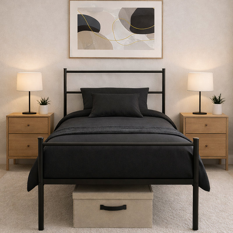 Mahim Metal Bed, Black, Single (3')