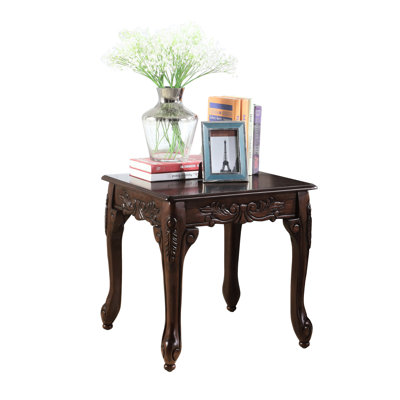 Traditional Ornate Dark Cherry Finish Wood End Table With Claw Feet - Warm Rich Colors, 22"W X 21"D 20"H, Some Assembly Required Colored Feature