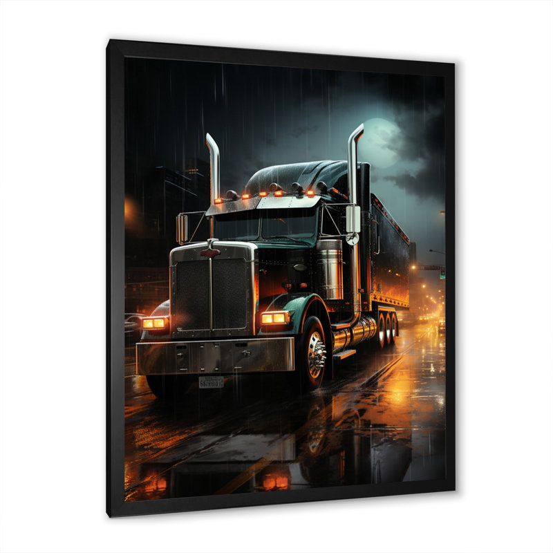 Mini camion de minuit croiseur II - décoration murale camion, H 20 po x l 12 po x P 1 po, Cadre photo noir