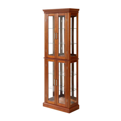 Curio Cabinet Lighted Curio Diapaly Cabinet With Adjustable Shelves And Mirrored Back Panel, Tempered Glass Doors,6 Tier,E26 Light Bulb Not Included by Charlton Home