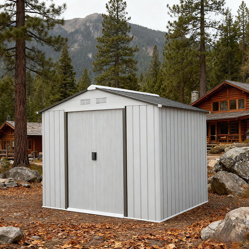 Abri de jardin avec trousse de fondation, 4 évents et 2 portes coulissantes faciles pour la cour, le patio, le garage et la pelouse