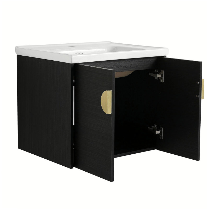 Commode de salle de bain 24 po à fermeture en douceur avec lavabo, convient aux petites salles de bain
