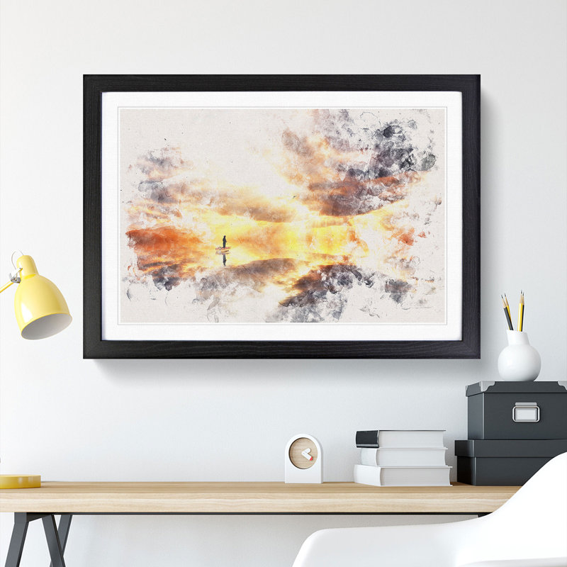 Fishing Boat - Picture Frame Painting Print, 36cm H x 48cm W x 2cm D, Black Framed