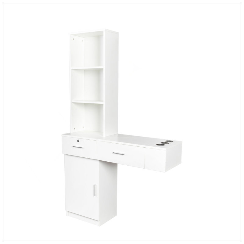 Bureau à cheveux blanc moderne et simple, rangement multicouche, grand espace de rangement, Blanc
