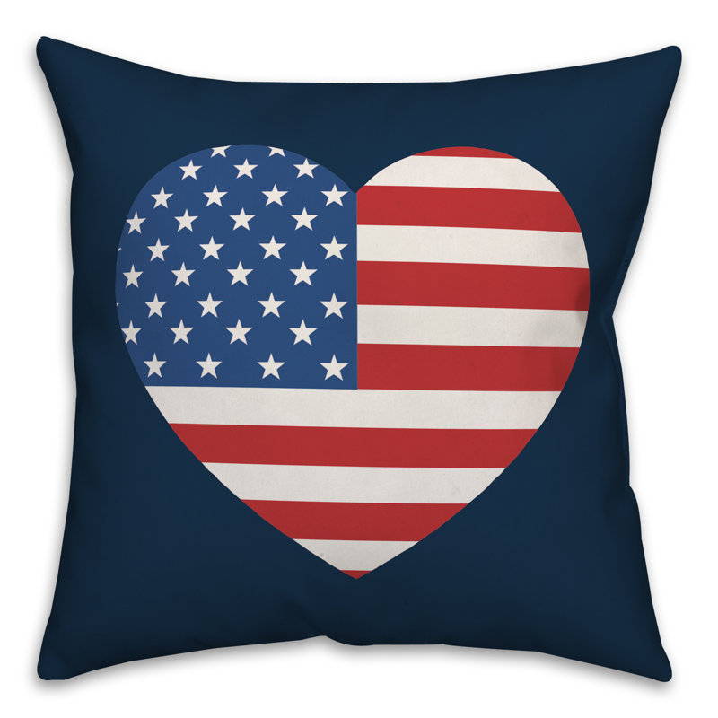  Coussin intérieur / extérieur Heart Flag, 16 po x 1 po, polyester