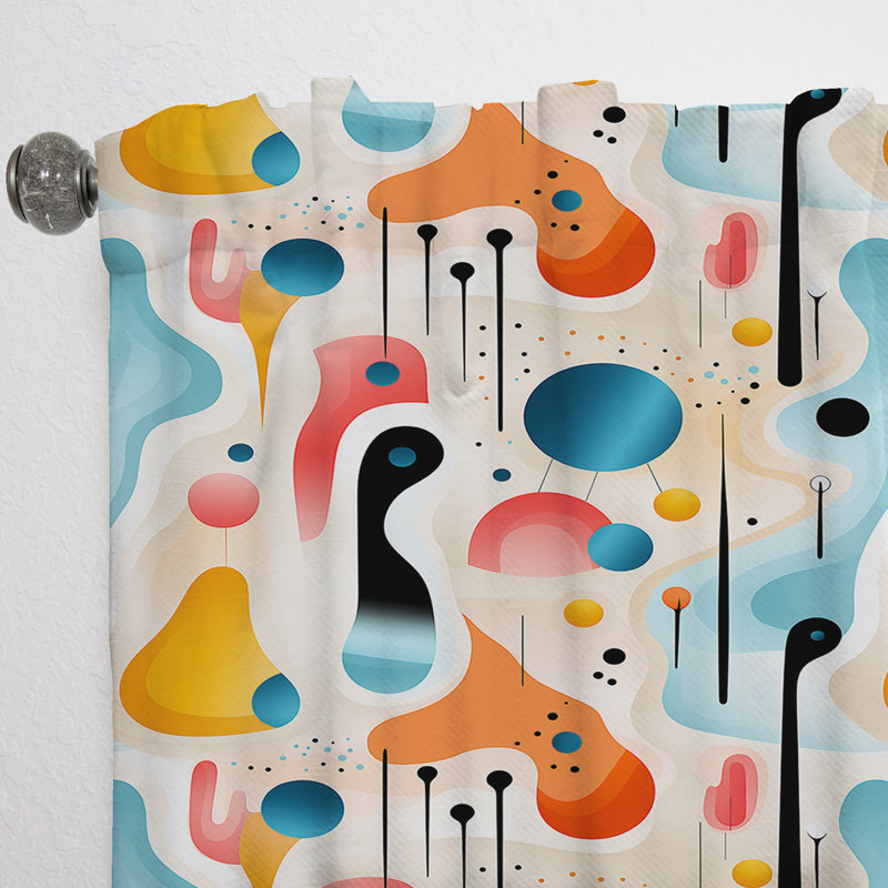 Multicolore motif géométrique Mid-Century I - rideau en velours moderne - obscurcissant - 1 panneau, L 52 po x L 63 po